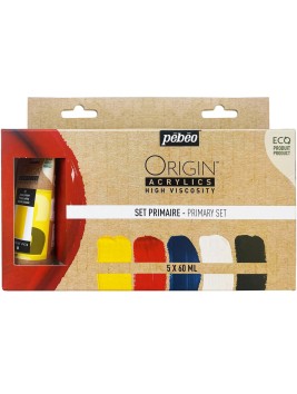 Acrílico Pebeo Origin Set 5 Colores Primarios 60ml 817421