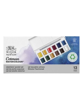 Acuarela en Pastillas Cotman Winsor & Newton Set 12 Colores + Pincel W0390640000