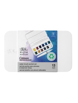 Acuarela en Pastillas Cotman Winsor & Newton Set 12 Colores + Pincel Recargable W0390658000