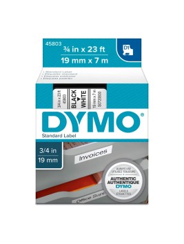 Cinta D1 Dymo 19mm x 7mt Negro/Blanco 45803