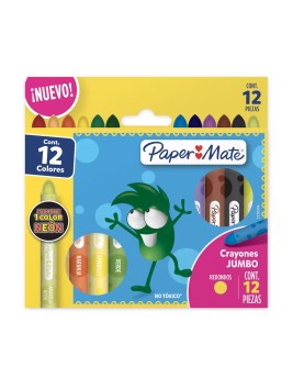 Crayones de Cera Paper Mate Redondo Gruesos Set 12 Colores 2120354