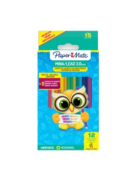 Lápices de Colores Hexagonales Paper Mate Set 12 Colores + 3 Grafitos 1899462