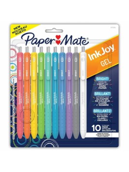 Lápices Gel Inkjoy Paper Mate Retráctil Punta Fina 07mm Set 10 Colores 2173764
