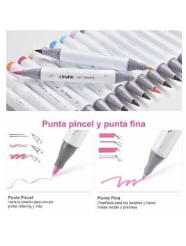 Marcadores al Alcohol Ohuhu Set Honolulu B 48 Colores + 1 Blender Tonos Pasteles Y30-80404-65