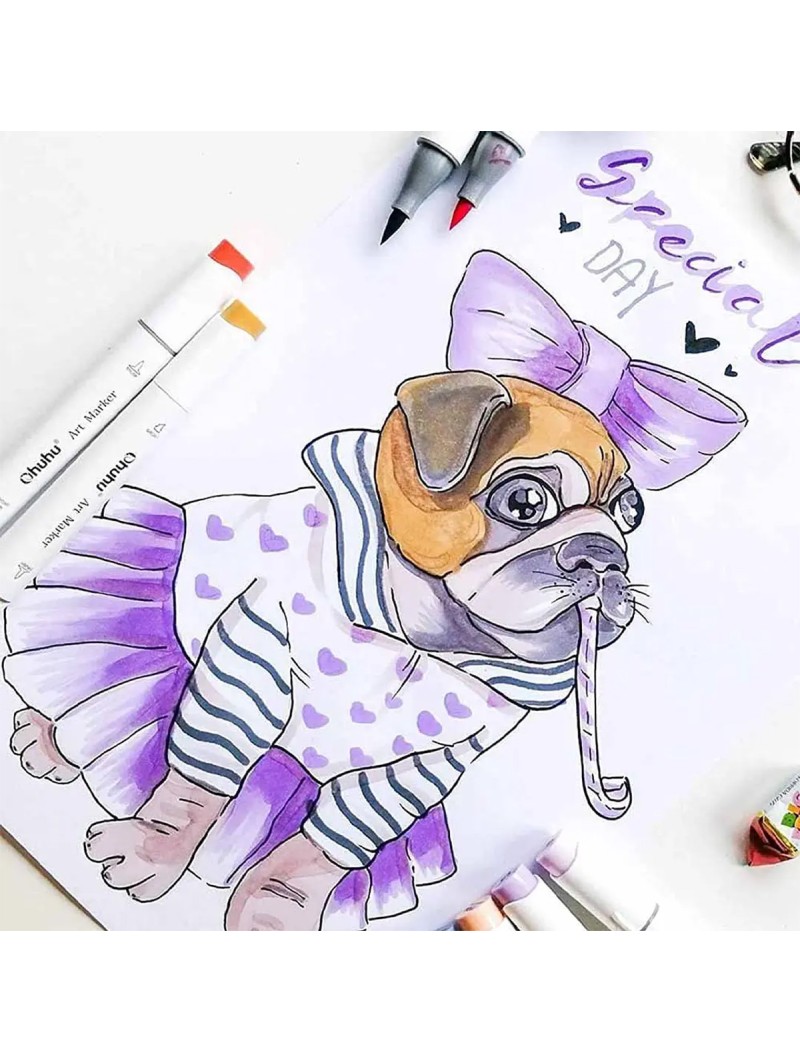 Marcadores al Alcohol Ohuhu Set Honolulu B 48 Colores + 1 Blender Tonos Pasteles Y30-80404-65