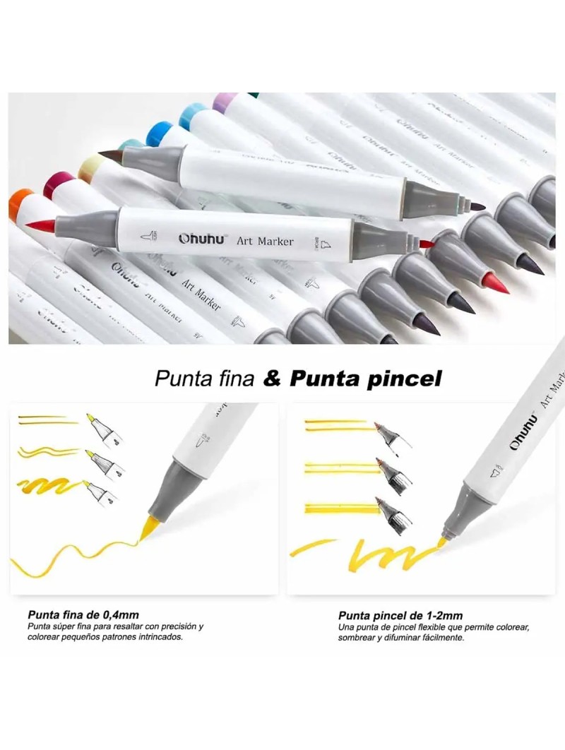 Marcadores al Alcohol Ohuhu Honolulu B Set 72 Colores + 1 Blender Y30-80404-60