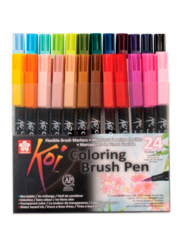 Marcadores Sakura Koi Brush Pen Set 24 Colores XBR-24