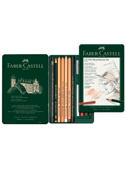 Estuche de Metal Pitt Monochrome Faber Castell 12 Piezas FC112975