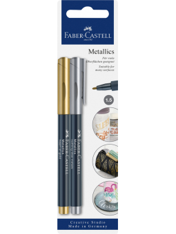 Marcadores Metálicos Faber Castell Set Dorado y Plateado FC160796