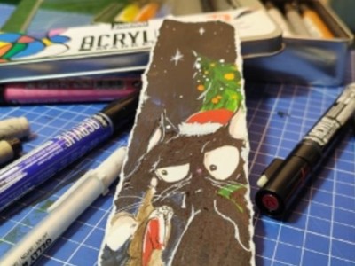 Marcador de Páginas Navideño: Tutorial Creativo con Acrílicos y Marcadores
