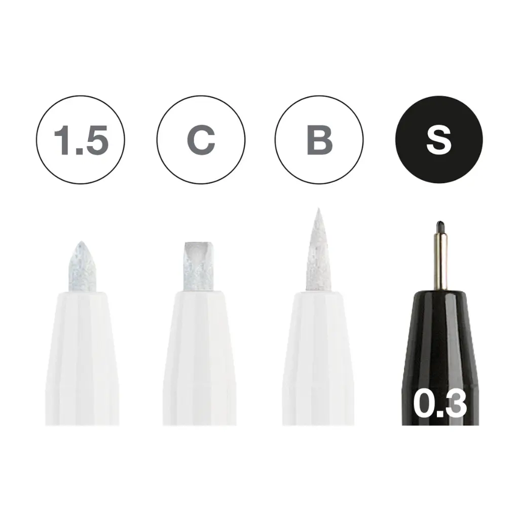 167151_Pitt Artist Pen India ink pen, wallet of 4 black&white_PM2_Office.webp