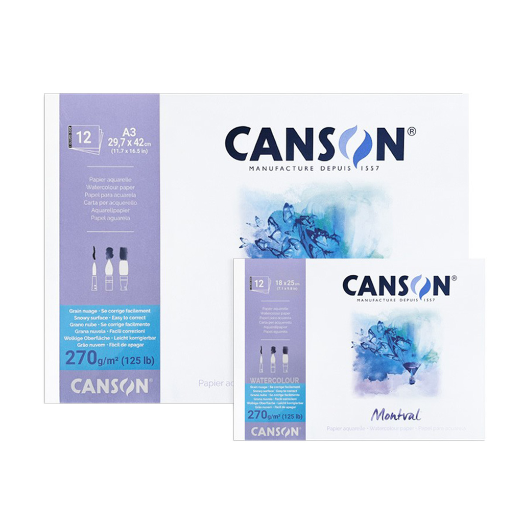 Block Acuarela Canson Montval 270gr Grano Nube 12 Hojas