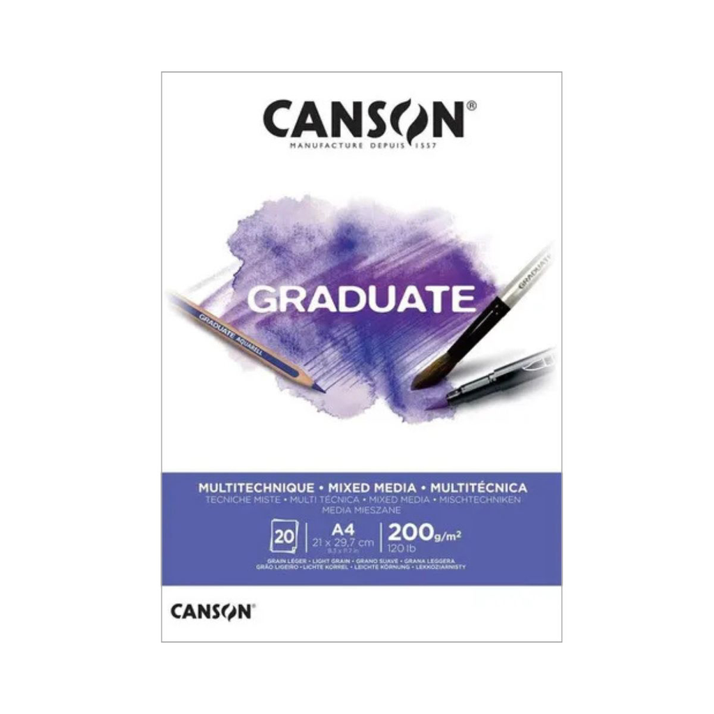 Block Técnica Mixta Canson Graduate A4 200gr 20 Hojas