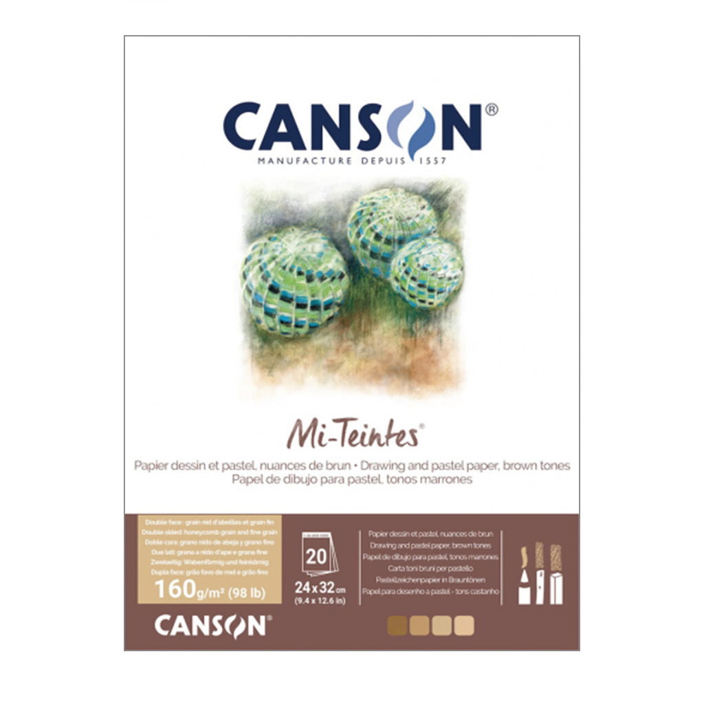 Block Pastel Canson Mi-Teintes 4 Tonos Tierra 160gr 32x41 cm 20 Hojas