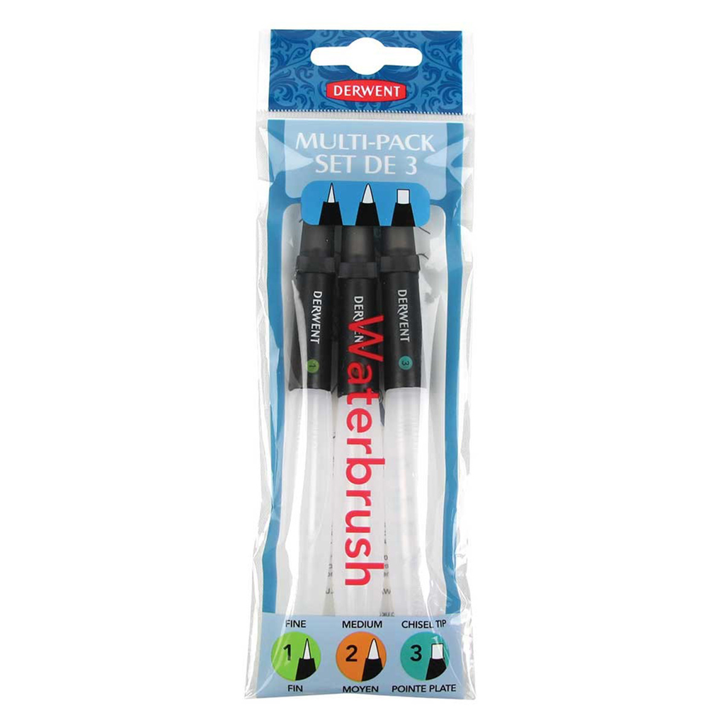 Pincel con Depósito de Agua Derwent Set 3 Puntas