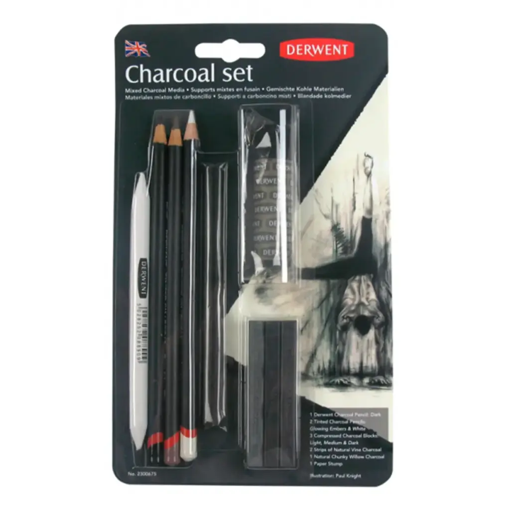 Carboncillo Set Materiales Mixto Derwent 10 Piezas