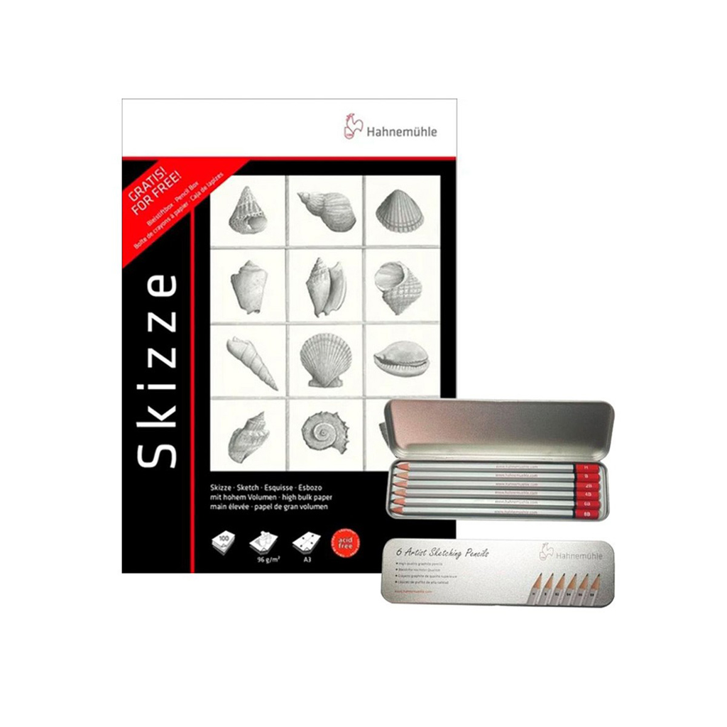 Block Dibujo Skizze Hahnemuhle A3 + 6 Lápices Grafito