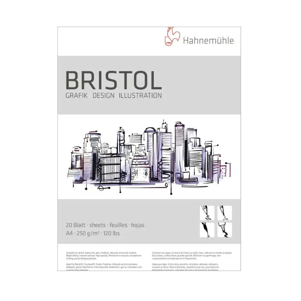 Block Dibujo Hahnemuhle Bristol 250gr 20 Hojas