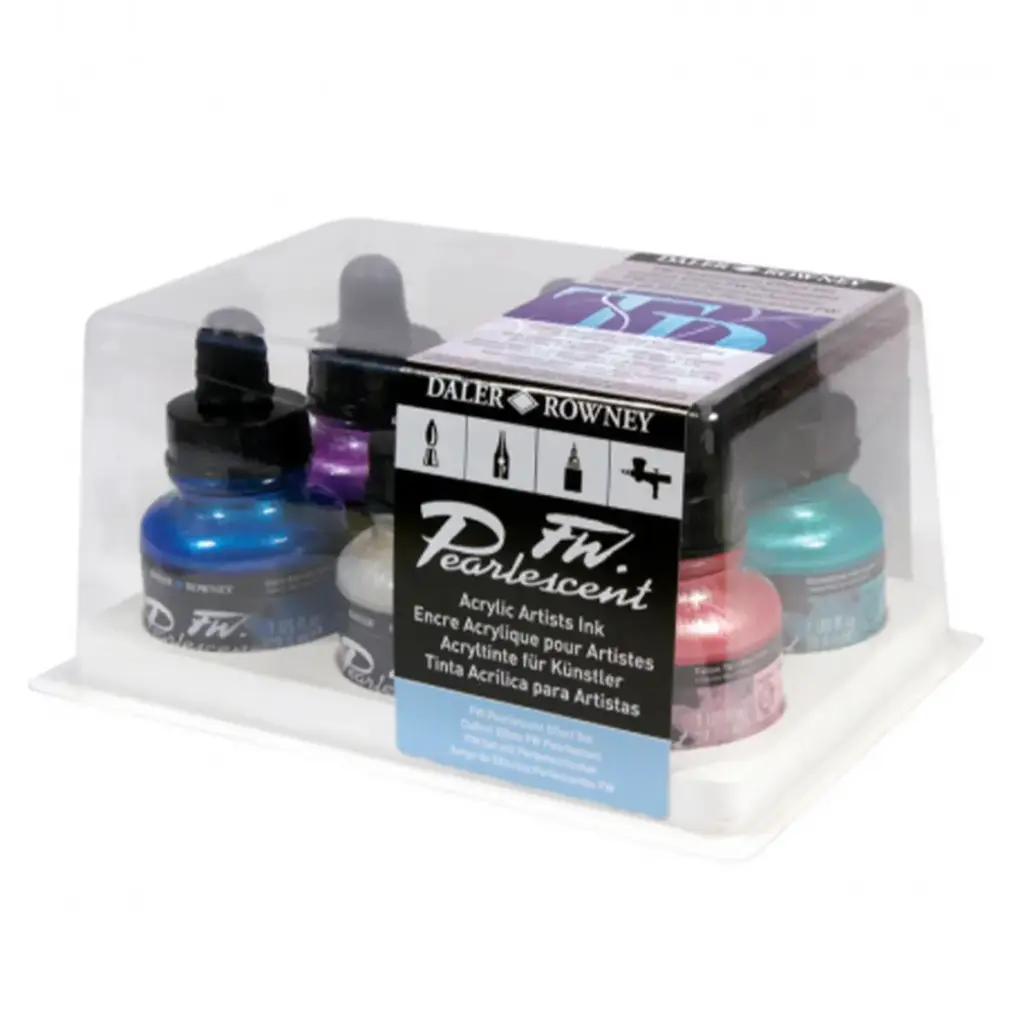Tinta Acrílica Daler Rowney FW Set 6 Colores Efecto Perlescente 1oz