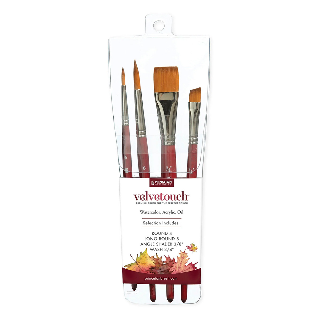 Pinceles Técnica Mixta Velvetouch Princeton Sintético Set 4