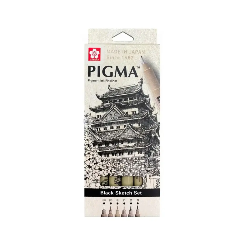 Tiralíneas Sakura Pigma Micron Negro Set 6 Puntas 0.03-0.8 mm