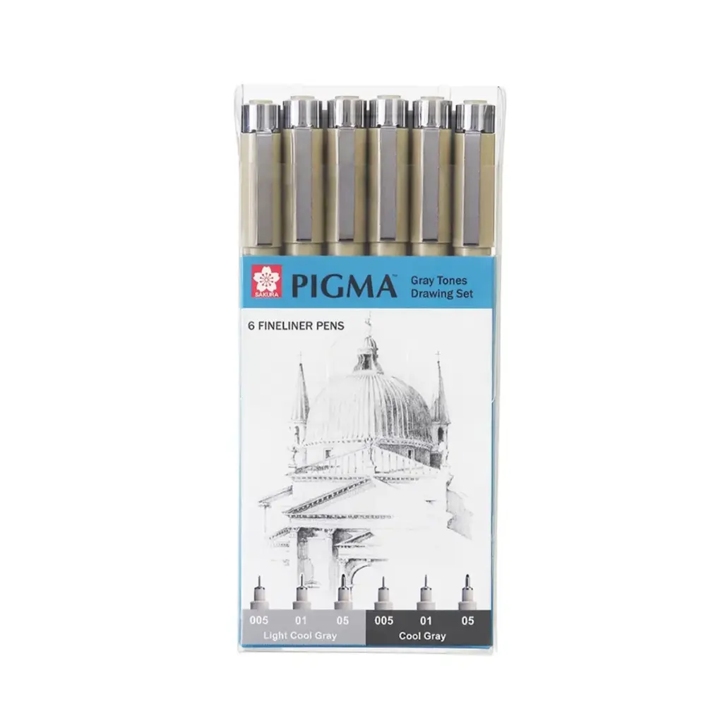 Tiralíneas Sakura Pigma Micron Set 6 Tonos Grises Fríos