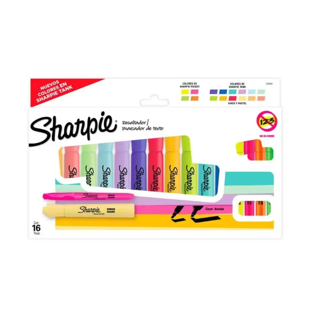 Destacadores Sharpie Set 16 Colores Puntas Surtidas