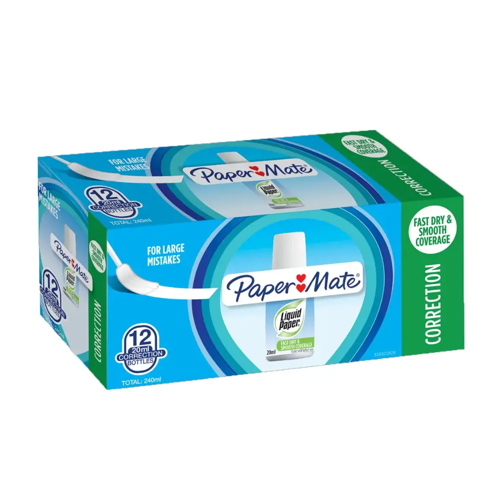 Botella Corrector Liquid Paper Caja 12 Unidades 20 ml