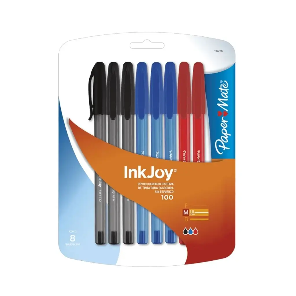 Lápices Pasta Inkjoy Paper Mate Punta Media 1.0mm 8 Unidades