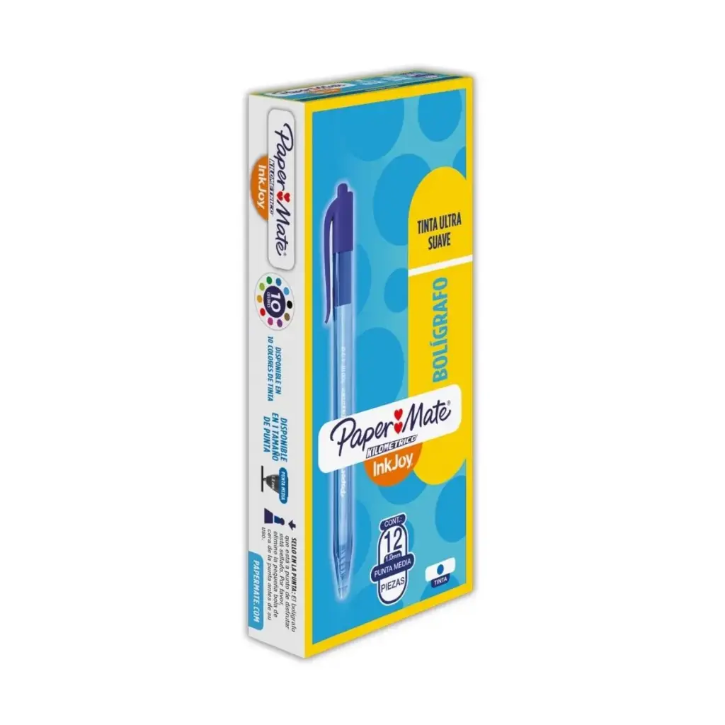 Lápices Pasta Inkjoy Paper Mate Retráctil Punta Media 1.0mm Caja 12 Unidades