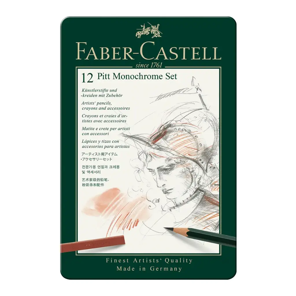 Estuche de Metal Pitt Monochrome Faber Castell 12 Piezas