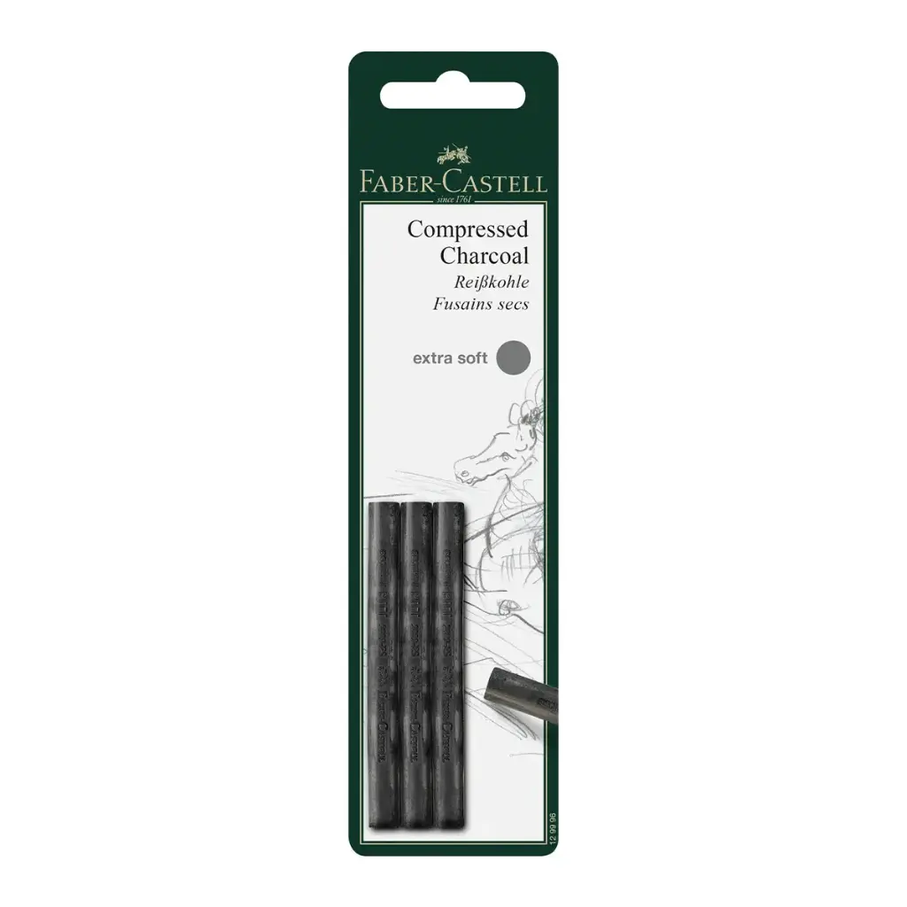 Barras Carboncillo Comprimido Pitt Faber Castell Set 3