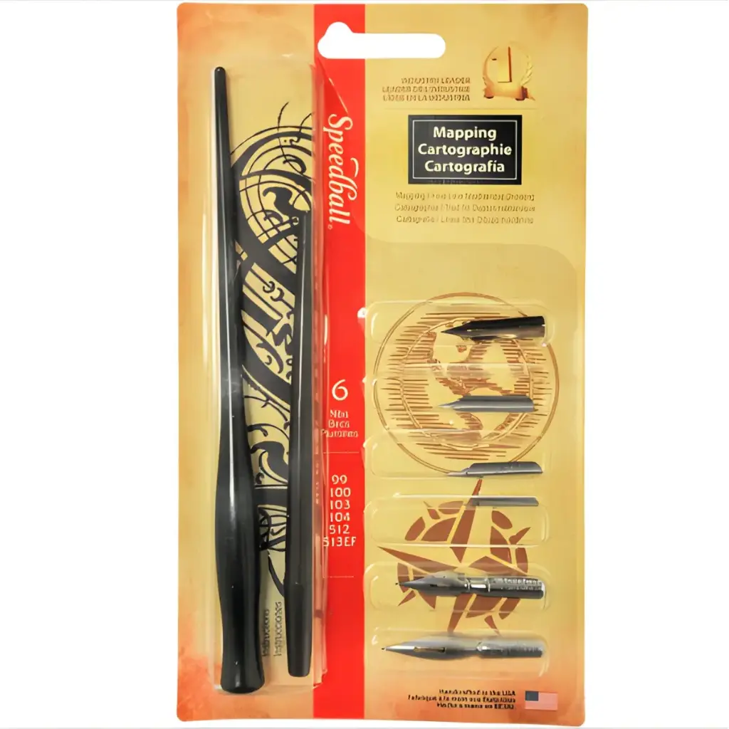 Juego de Plumas Speedball Sets 6 Puntas Cartografía