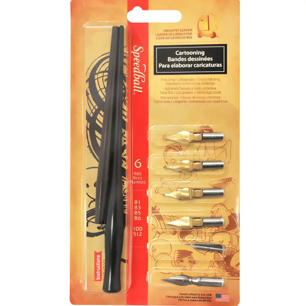 Juego de Plumas Speedball Sets 6 Puntas Caricaturas