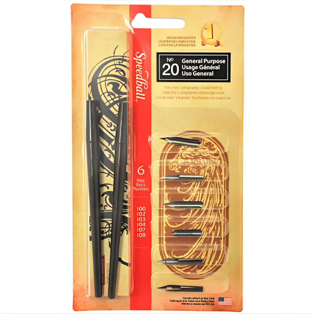 Juego de Plumas Speedball Sets 6 Puntas Uso General
