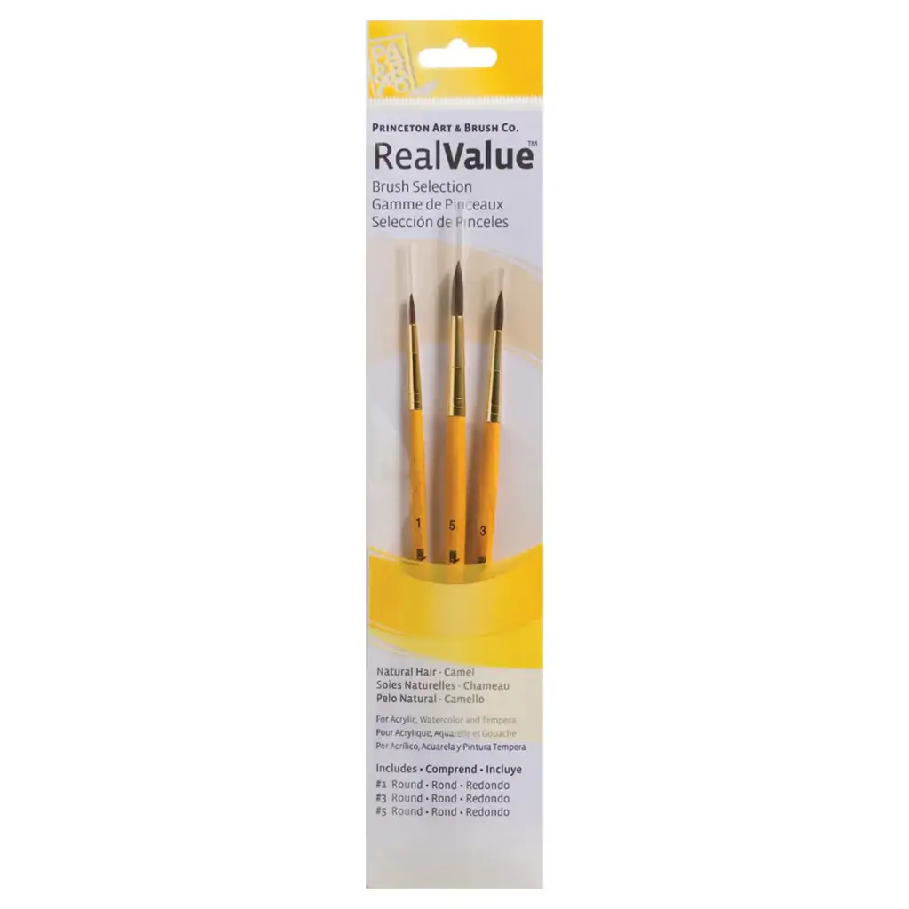 Pinceles Princeton RealValue Serie 9100 Pelo Sintético Camello Mango Corto Sets