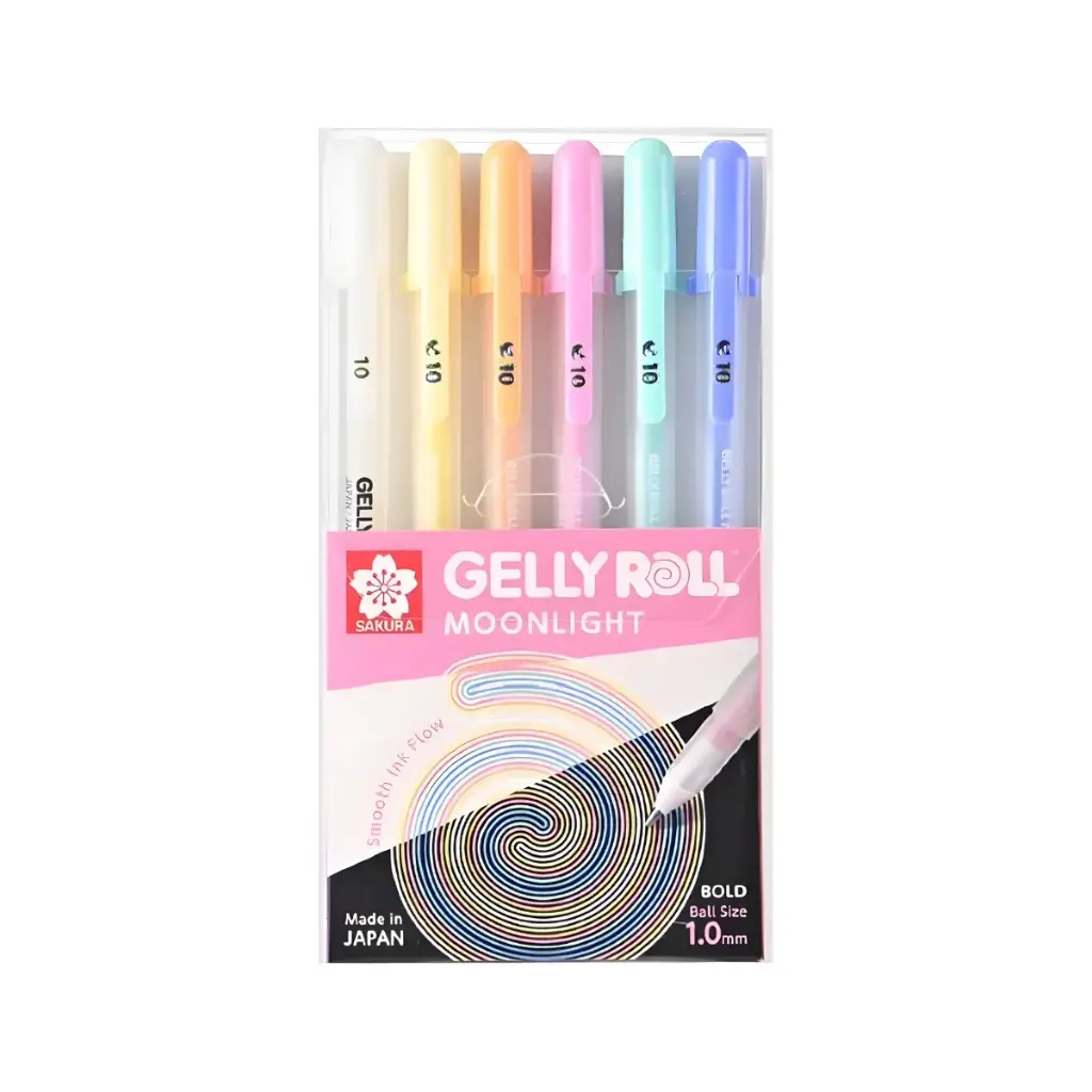 Lápices Gel Gelly Roll Sakura Moonlightc Sets 6 Colores 1.0 mm