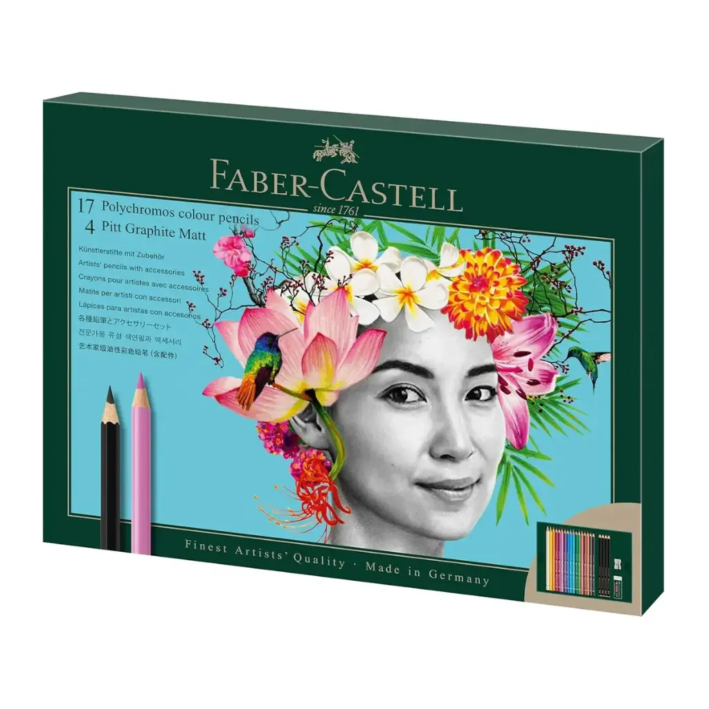 Set 17 Lápices de Colores Polychromos + 4 Lápices Grafito Pitt Mate Faber Castell 