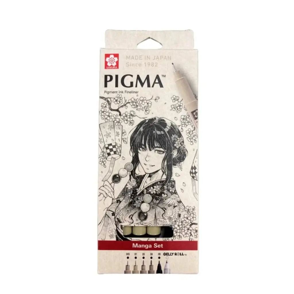 Tiralíneas y Marcador Sakura Pigma Manga Set 6
