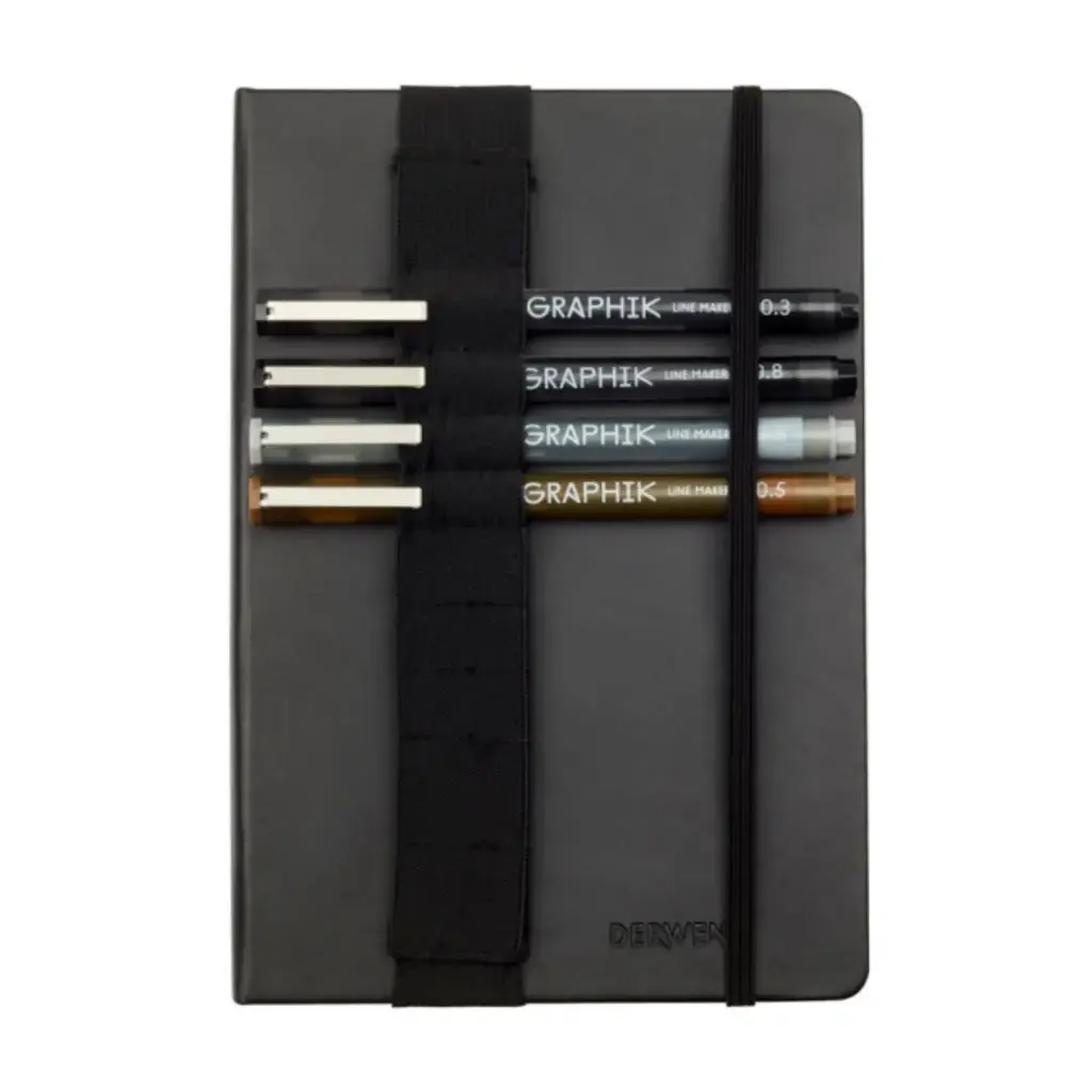 Libreta de Viajes (con puntos) Set 4 Tiralíneas Graphik + funda Derwent