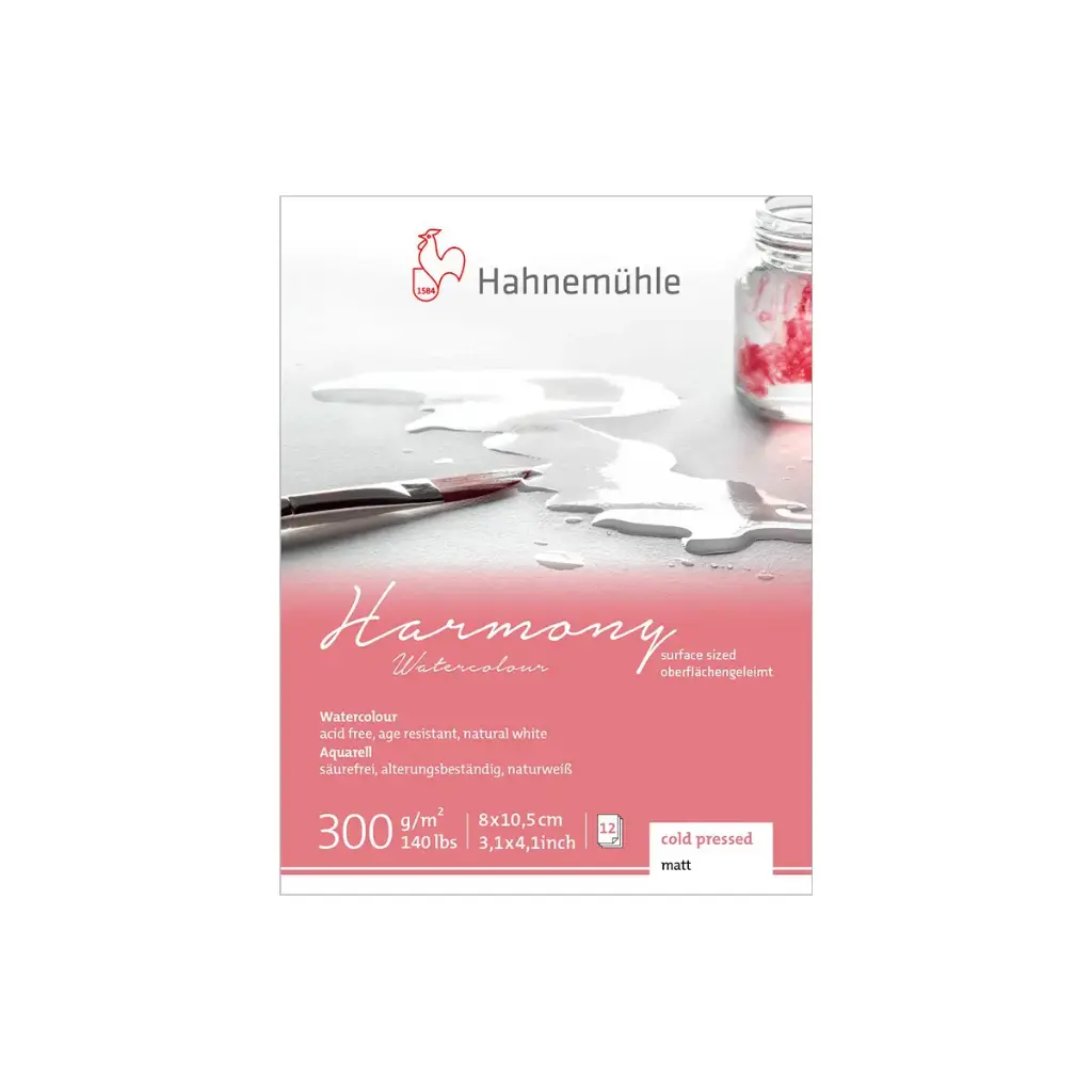 Block Acuarela Hahnemuhle Harmony 300gr Grano Fino 12 Hojas