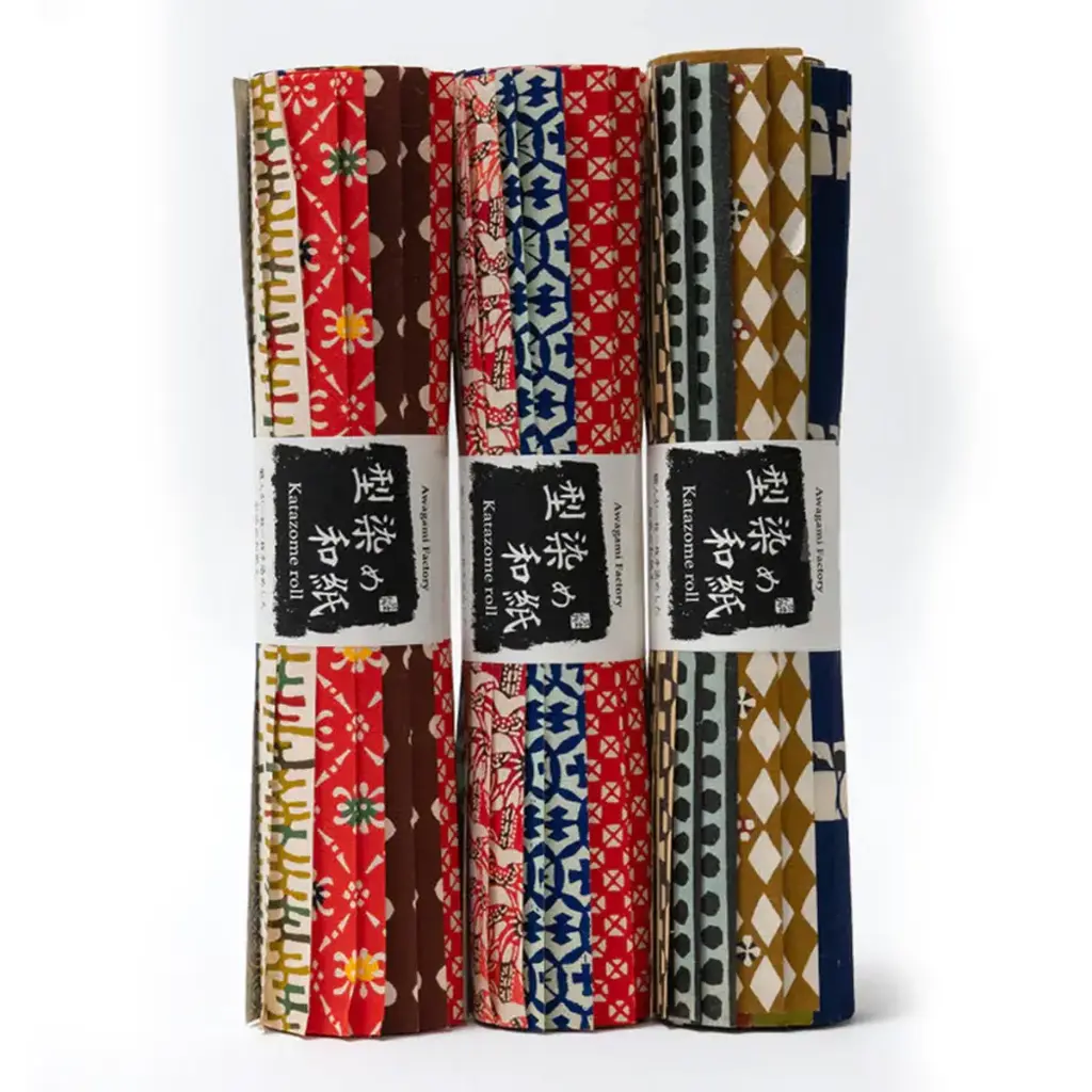 Rollos de Papel Awagami Katazome Teñido a Mano 30x47.5 cm 30 Hojas Patrones Variados