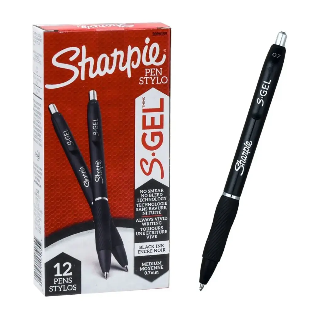 Lápiz de Gel Sharpie Punta Fina Negro Caja 12 Unidades