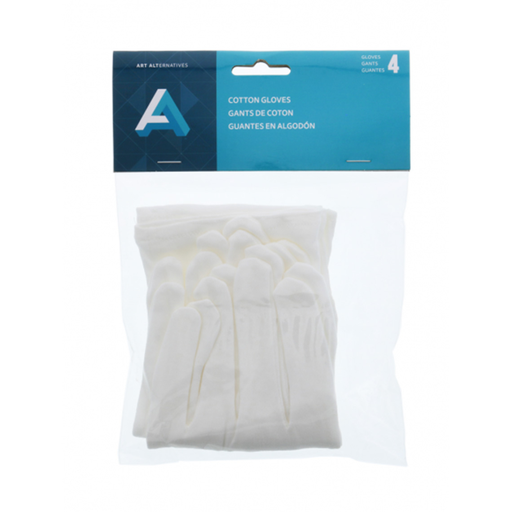 [AA17640] Guantes 100% Algodón Blancos Mediano Art Alternatives Pack 4