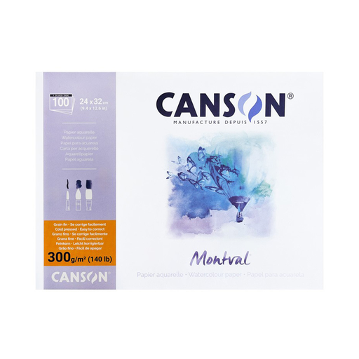 [C200006651] Block Acuarela Canson Montval 300gr Grano Fino 24x32 cm 100 Hojas