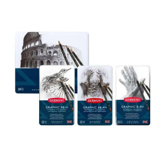 Lápices Grafito Derwent Graphic Sets Caja Metálica