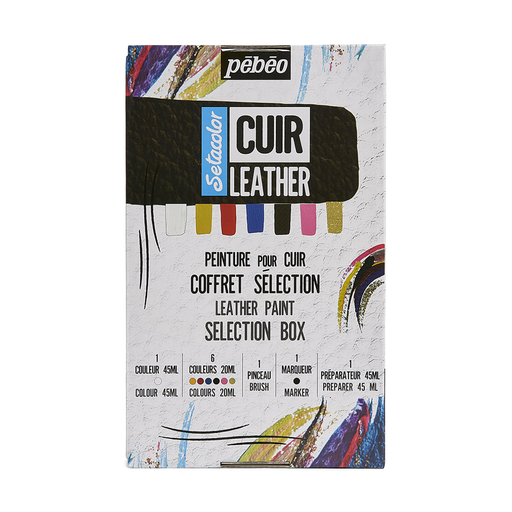 [295682] Pintura para Cuero Pebeo Setacolor Caja Selección 10 Piezas