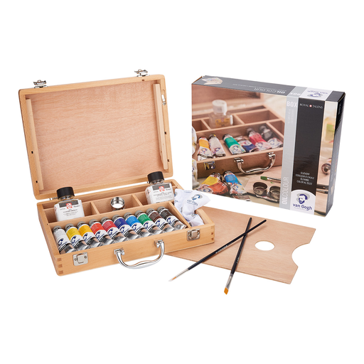 [2840510] Óleo Van Gogh Caja Madera 10 Colores 40ml + Accesorios