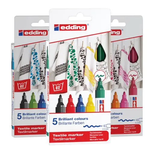 Marcadores Textil Edding Sets 5 Colores Punta Media
