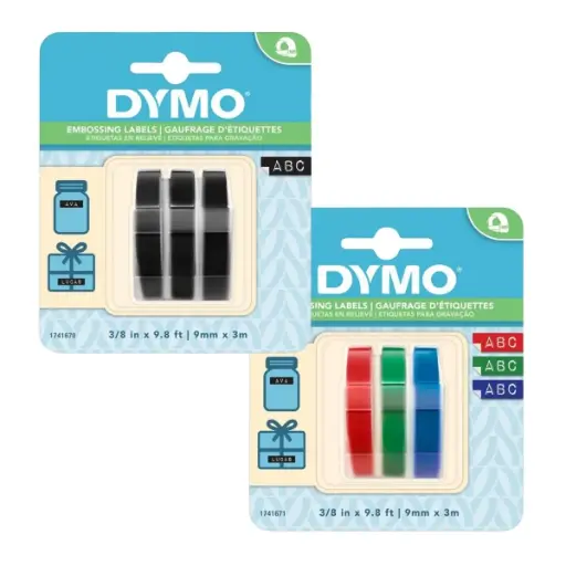 Cinta en Relieve de Pvc Dymo Set 3 Unidades 9mm x 3mt